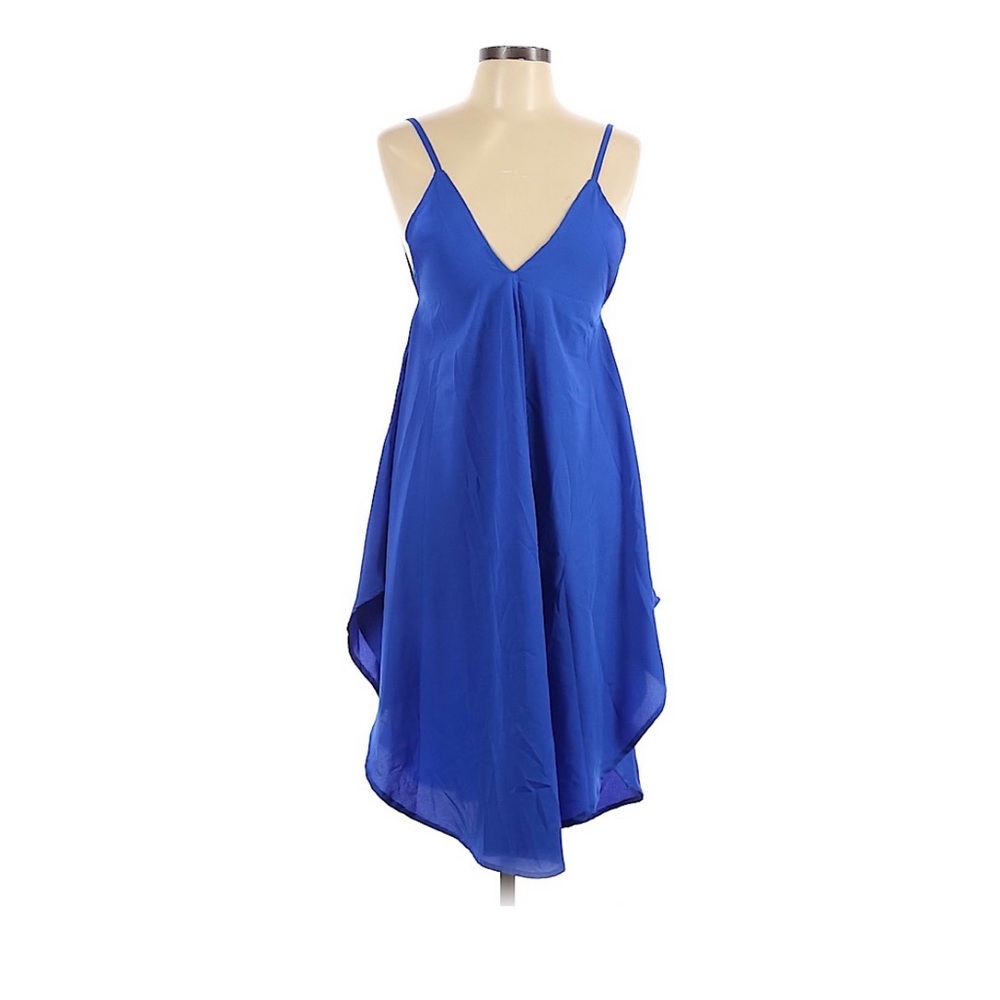 ASOS Blue V-Neck Sleeveless A Line Short Dress